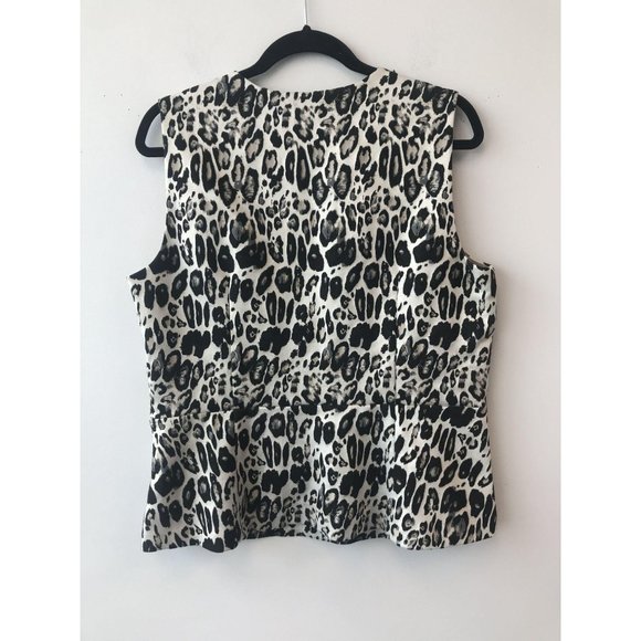 Ann Taylor Size 14 Cream Leopard Print Blouse - Picture 2 of 3